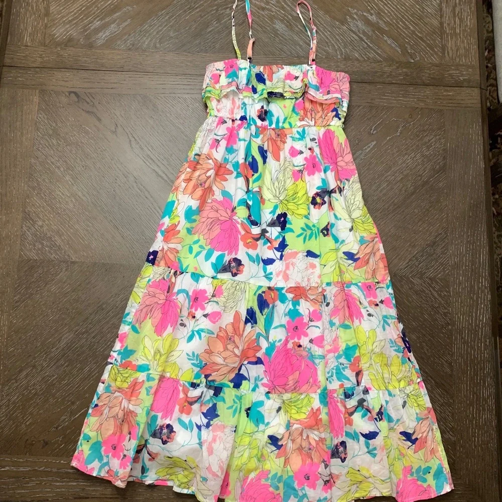 Mixed pink/blue/yellow floral print dress